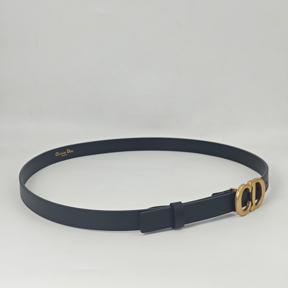 Dior Black Leather Belt with Gold CD Buckle - Picture 3 of 9